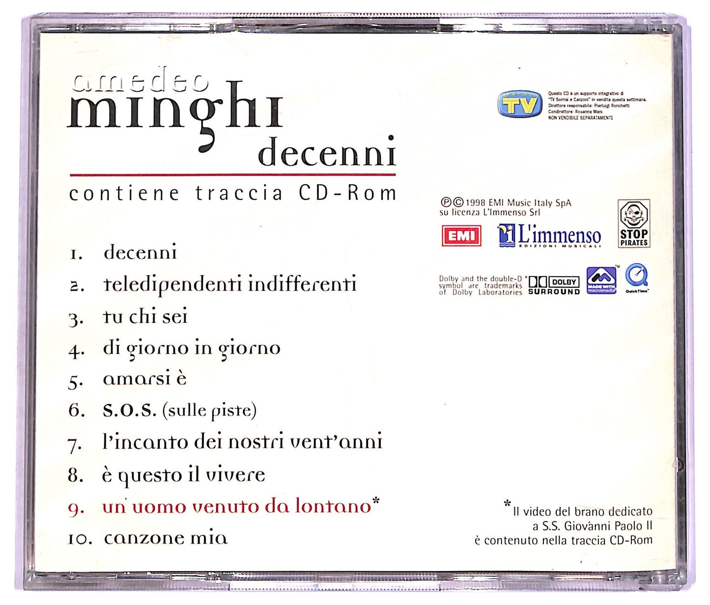 EBOND Amedeo Minghi - Decenni CD CD070805