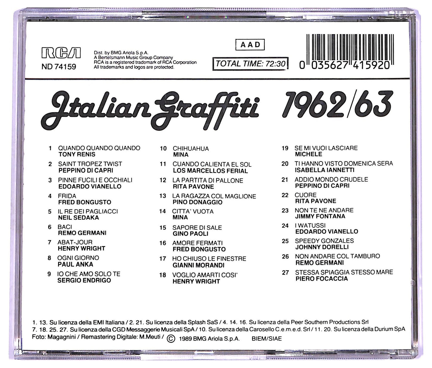 EBOND Various - Italian Graffiti 1962/63 CD CD070856