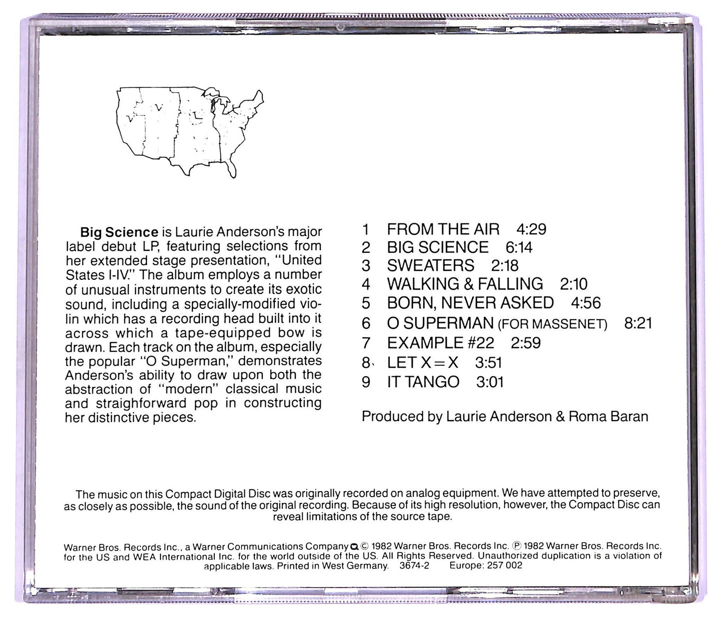 EBOND Laurie Anderson - Big Science CD CD070915