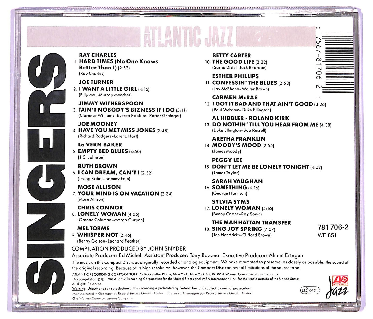 EBOND Various - Atlantic Jazz Singers CD CD071057