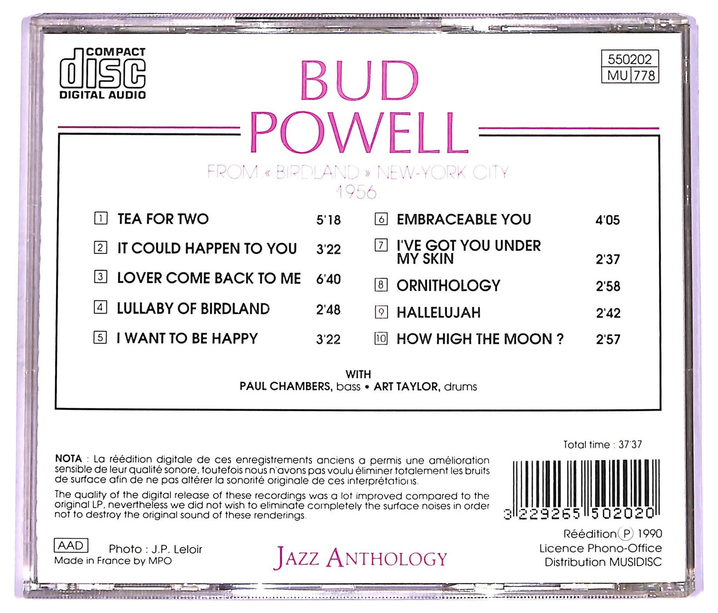 EBOND Bud Powell - From Birdland New-York City 1956 CD CD071058