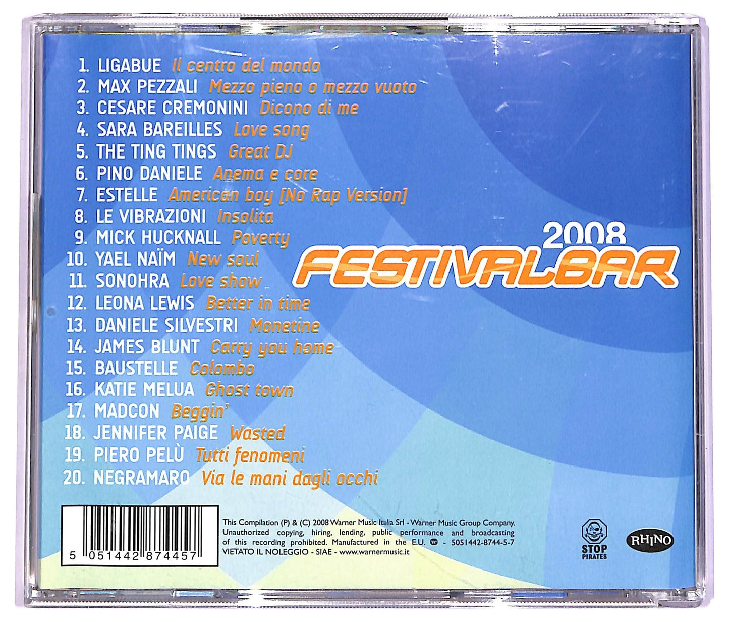 EBOND Various - Festivalbar 2008 - Compilation Blu CD CD071417