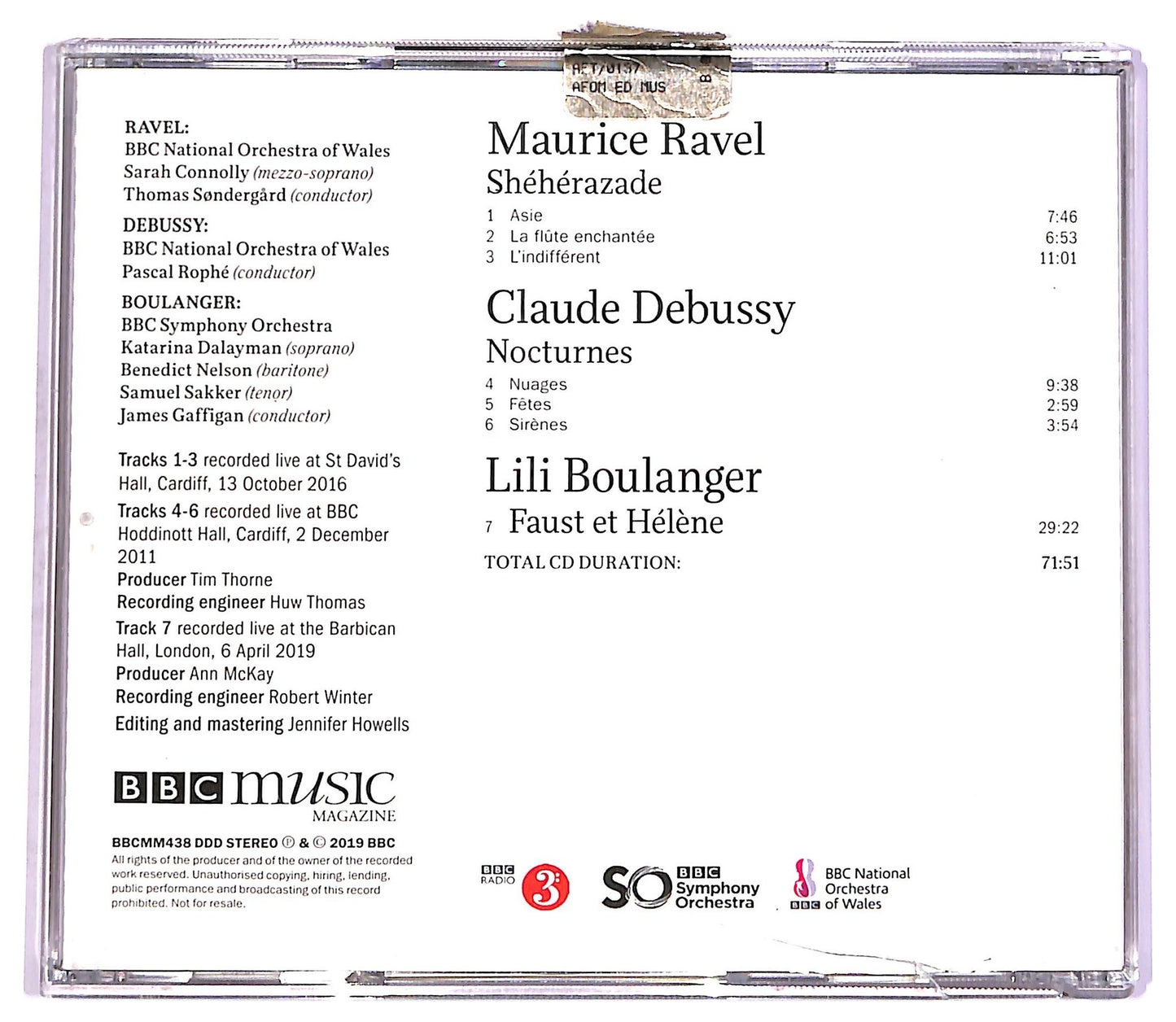 EBOND Ravel Sheherazade - Faust Et Helene Nocturnes CD CD071658
