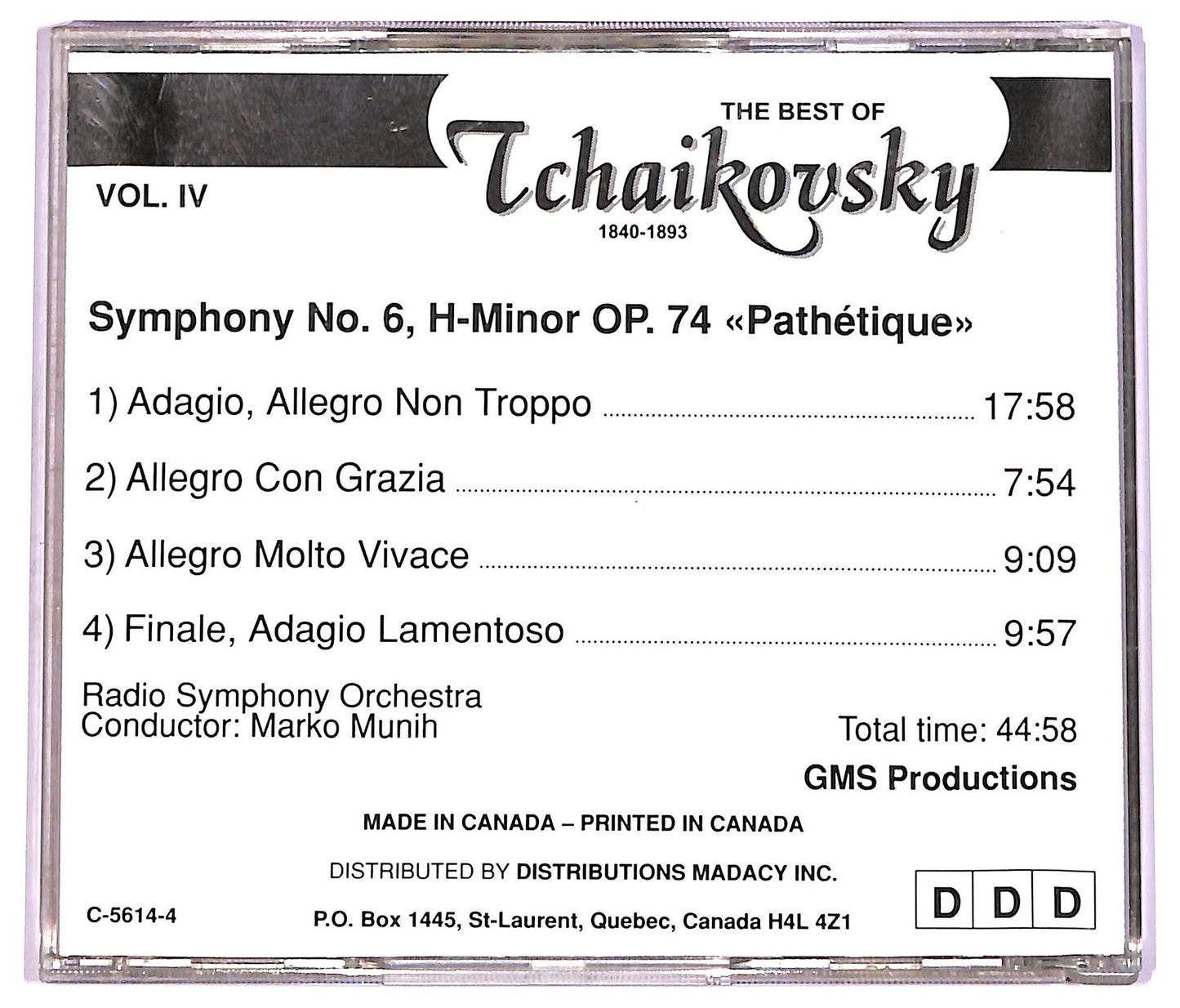 EBOND Tchaikovsky - The Best Of Tchaikovsky 19840-1893 vol.4 CD CD071661