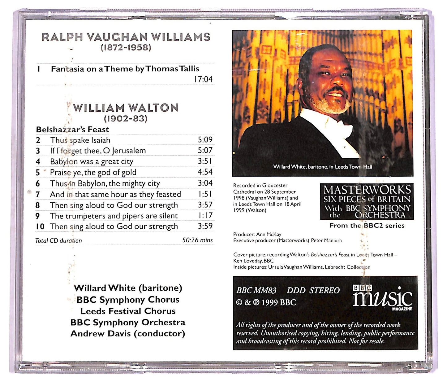EBOND Walton Vaughan Williams - Belshazzar's Feast Tallis Fantasia CD CD071663