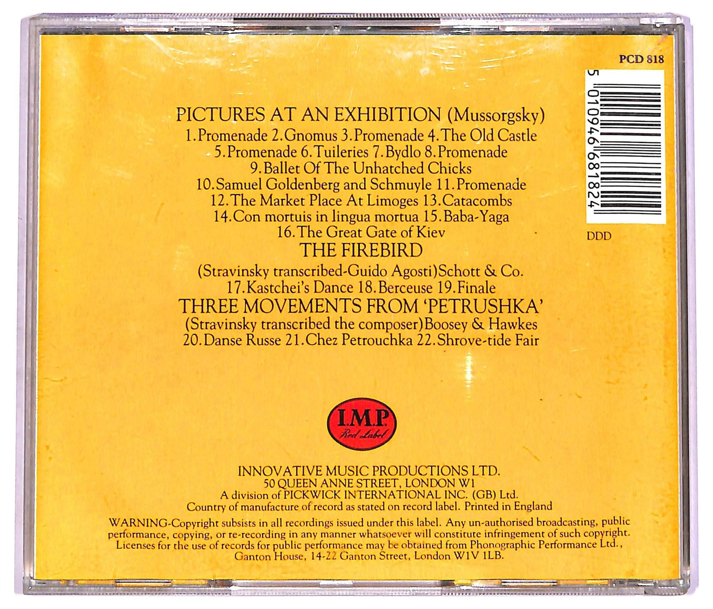 EBOND Mussorgsky - Piano Recital - Pictures At An Exhibition The Firebird CD CD071709