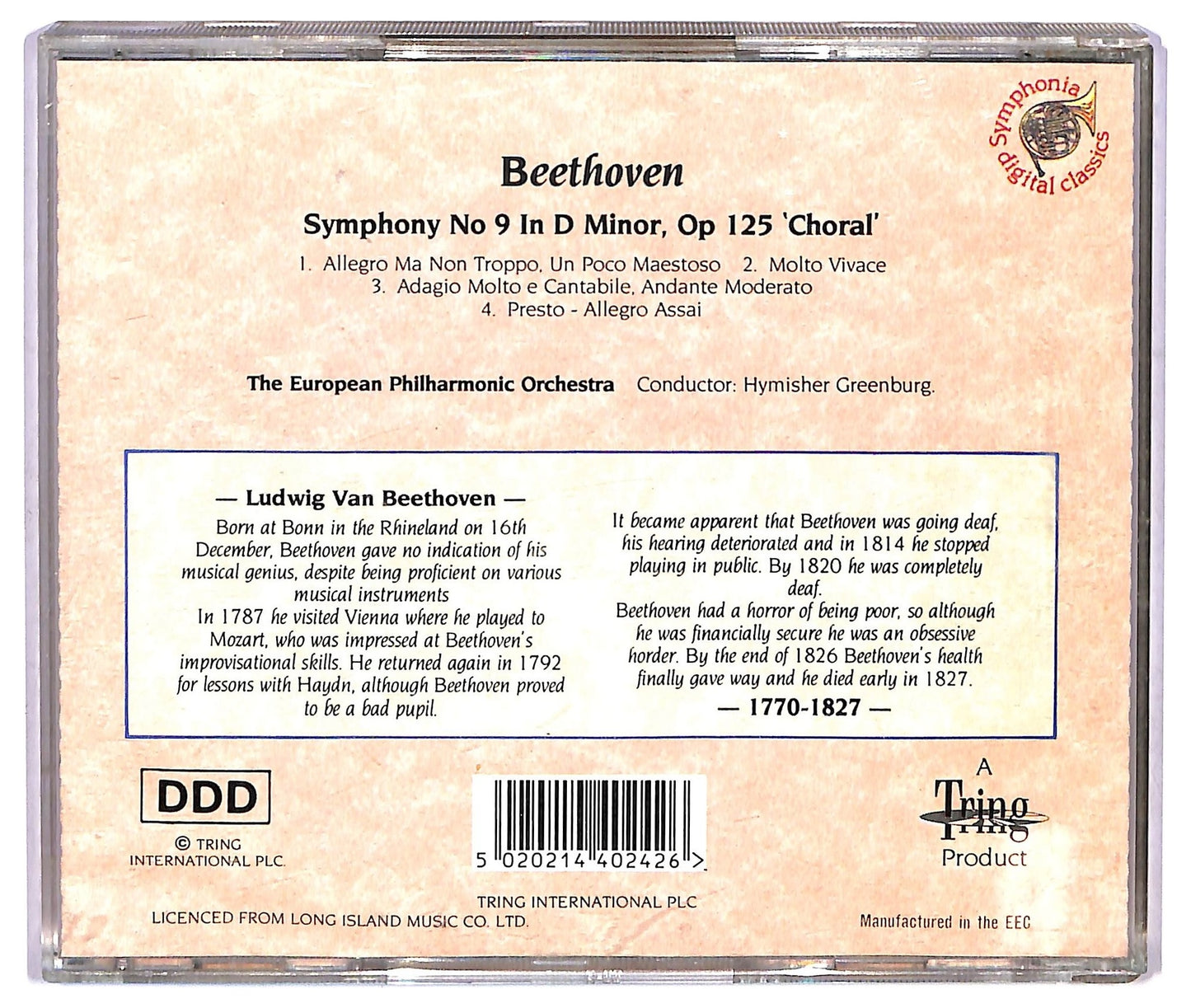 EBOND Beethoven - Symphony no.9 Choral CD CD071936