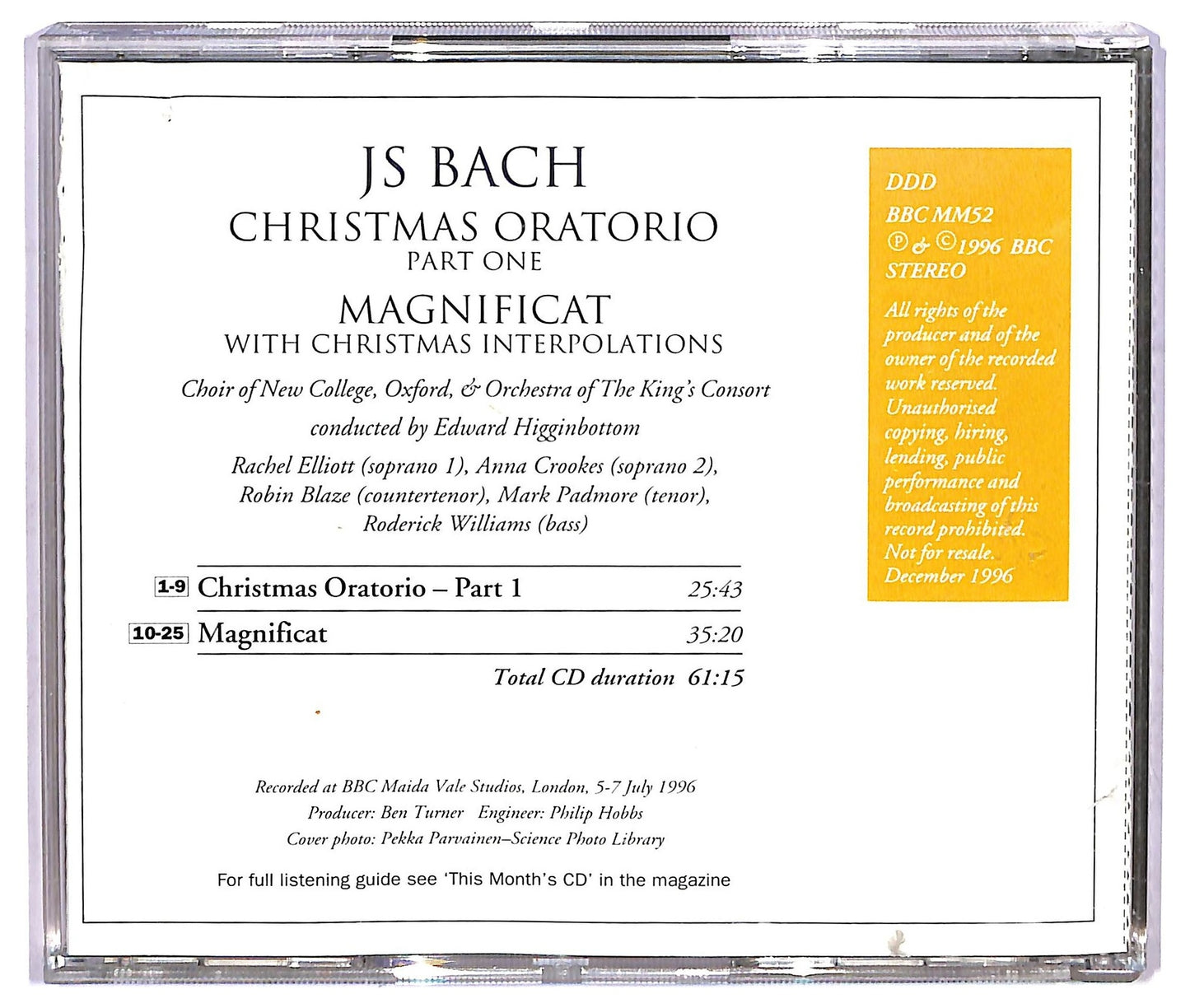 EBOND Bach - Magnificant Christmas Oratorio Part one CD CD071946