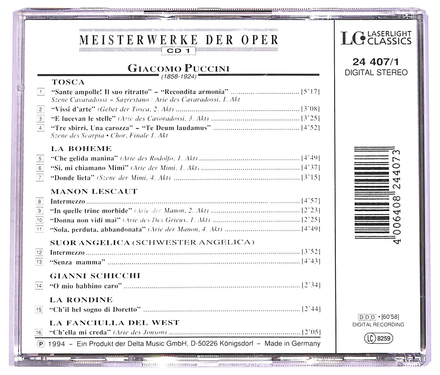 EBOND Puccini - La Boheme Manon Lescaut Tosca CD CD072012