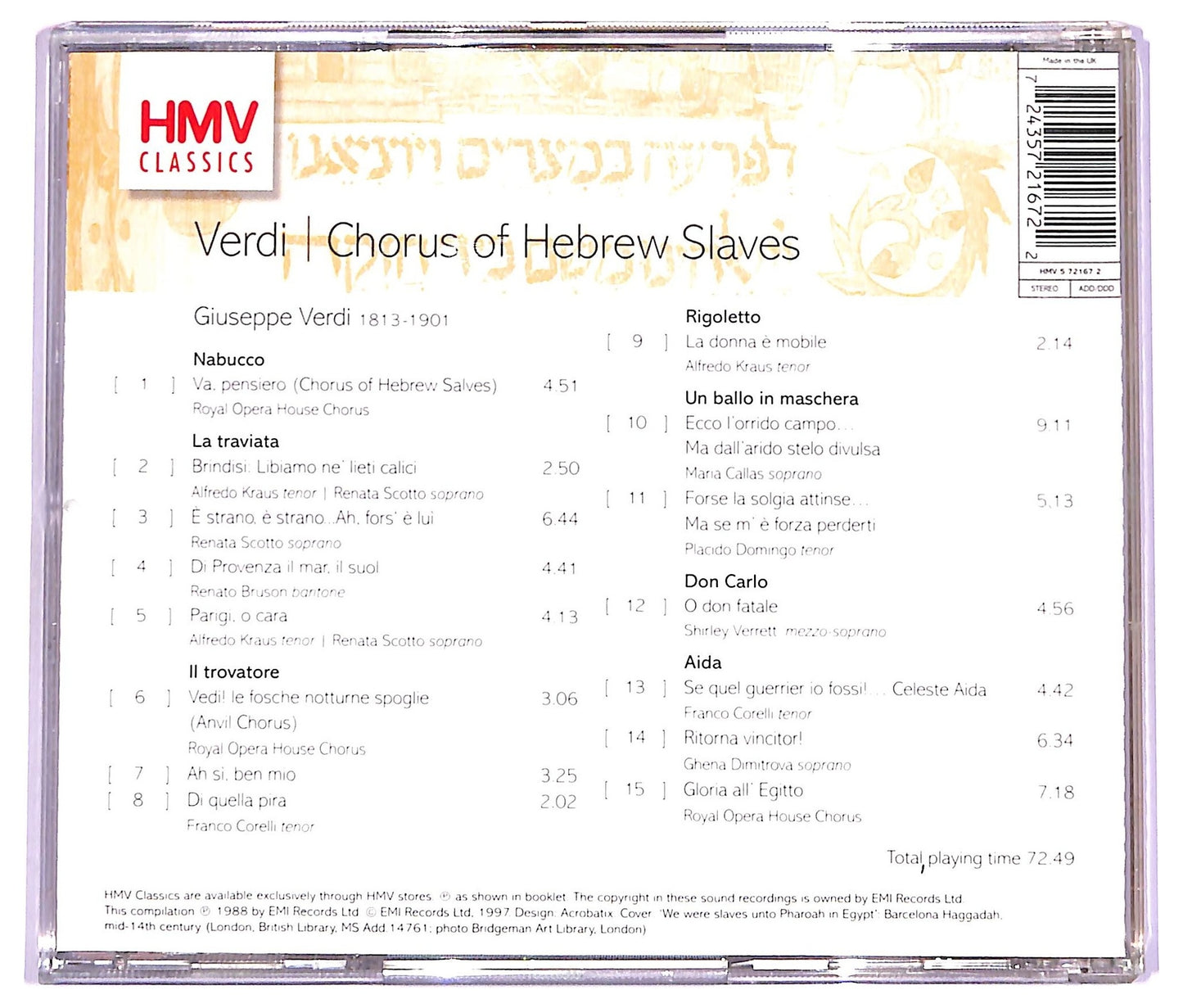 EBOND Various - Verdi - Chorus Of Hebrew Slaves CD CD072015