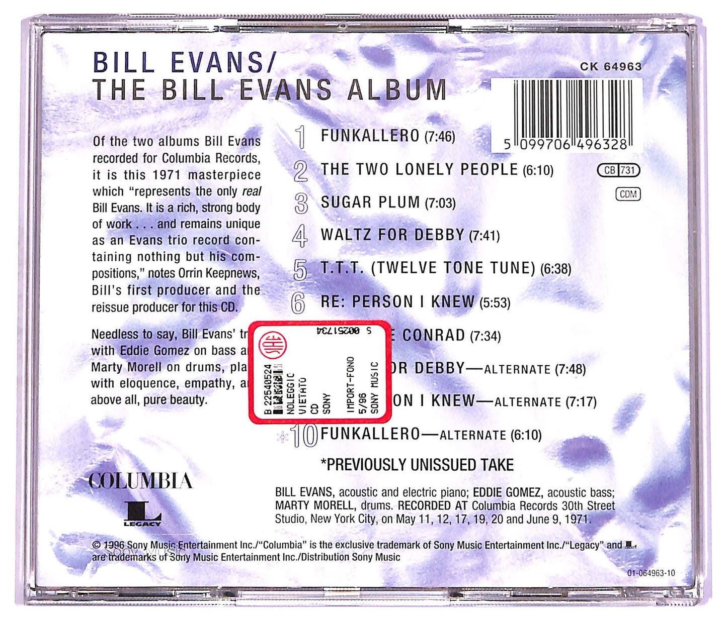 EBOND Bill Evans - The Bill Evans Album CD CD072063