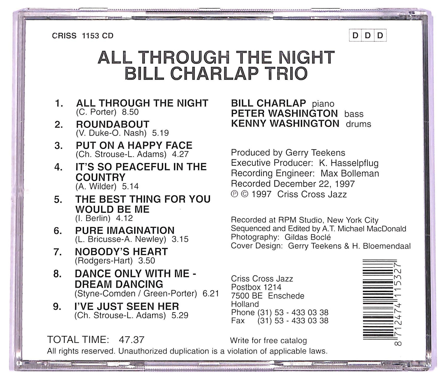 EBOND Bill Charlap Trio - All Through The Night CD CD072101