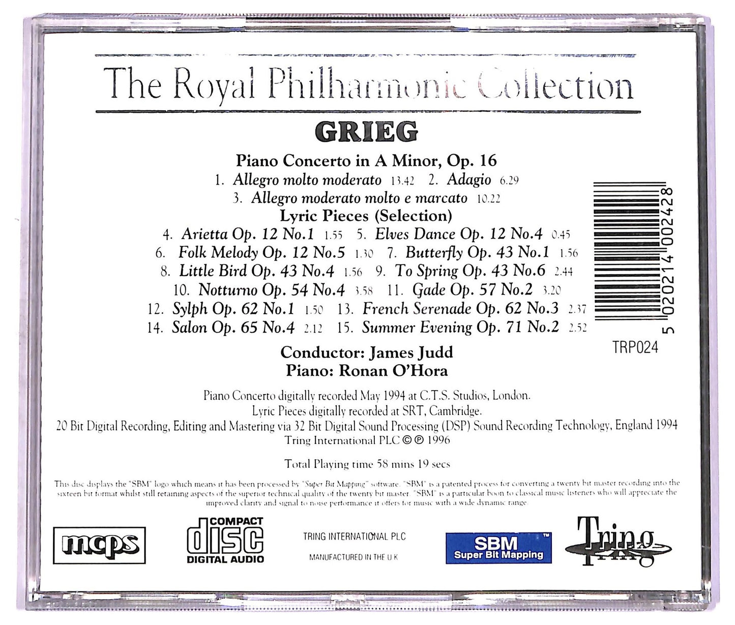 EBOND Grieg - Royal Philharmonic Orchestra - Piano Concerto In A Minor, Op. 16 CD CD072249