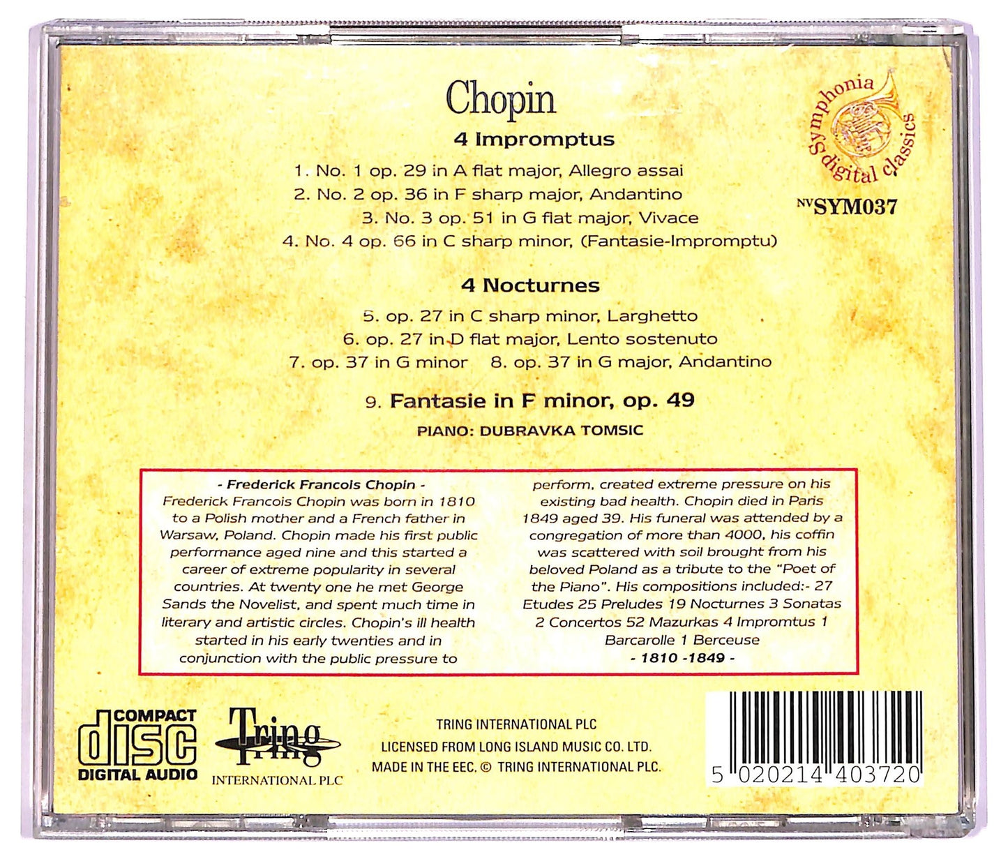 EBOND Frederic Chopin - World Famous Piano Music - Volume 1 CD CD072471