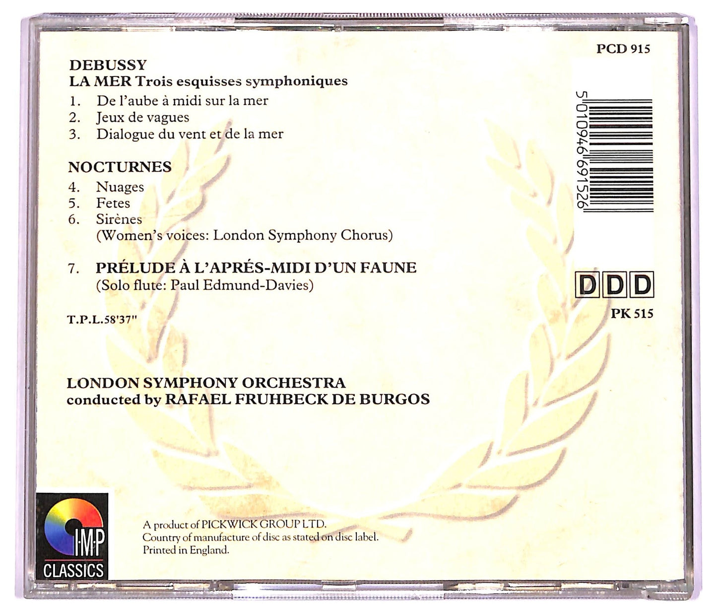 EBOND Debussy - La Mer Nocturnes Prelude A L'Apres-Midi D'Un Faune CD CD072503