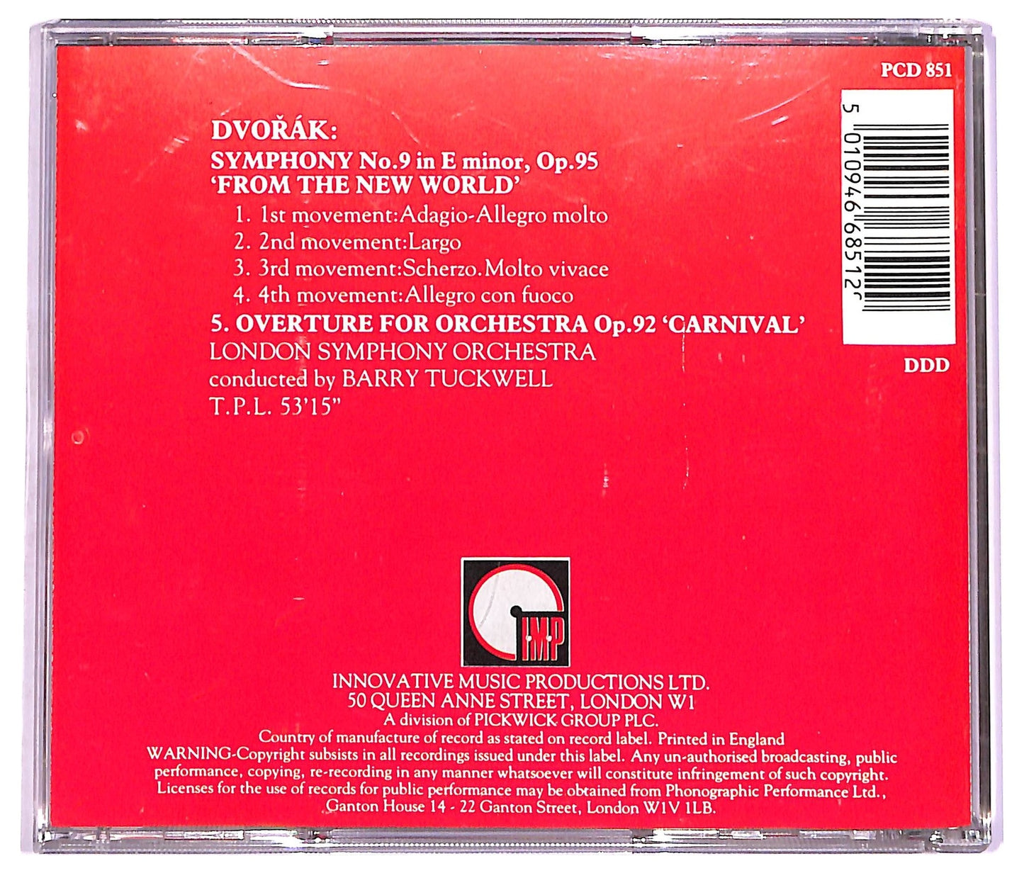 EBOND Dvorak - From The New World' Symphony No.9 In E Minor Op.95 CD CD072506