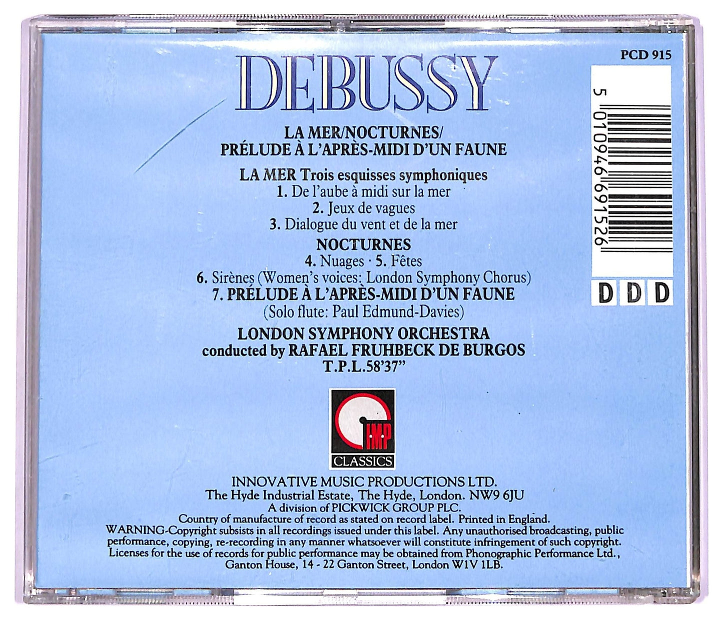 EBOND Claude Debussy - La Mer Nocturnes Prelude A L'Apres-Midi D'Un Faune CD CD072508