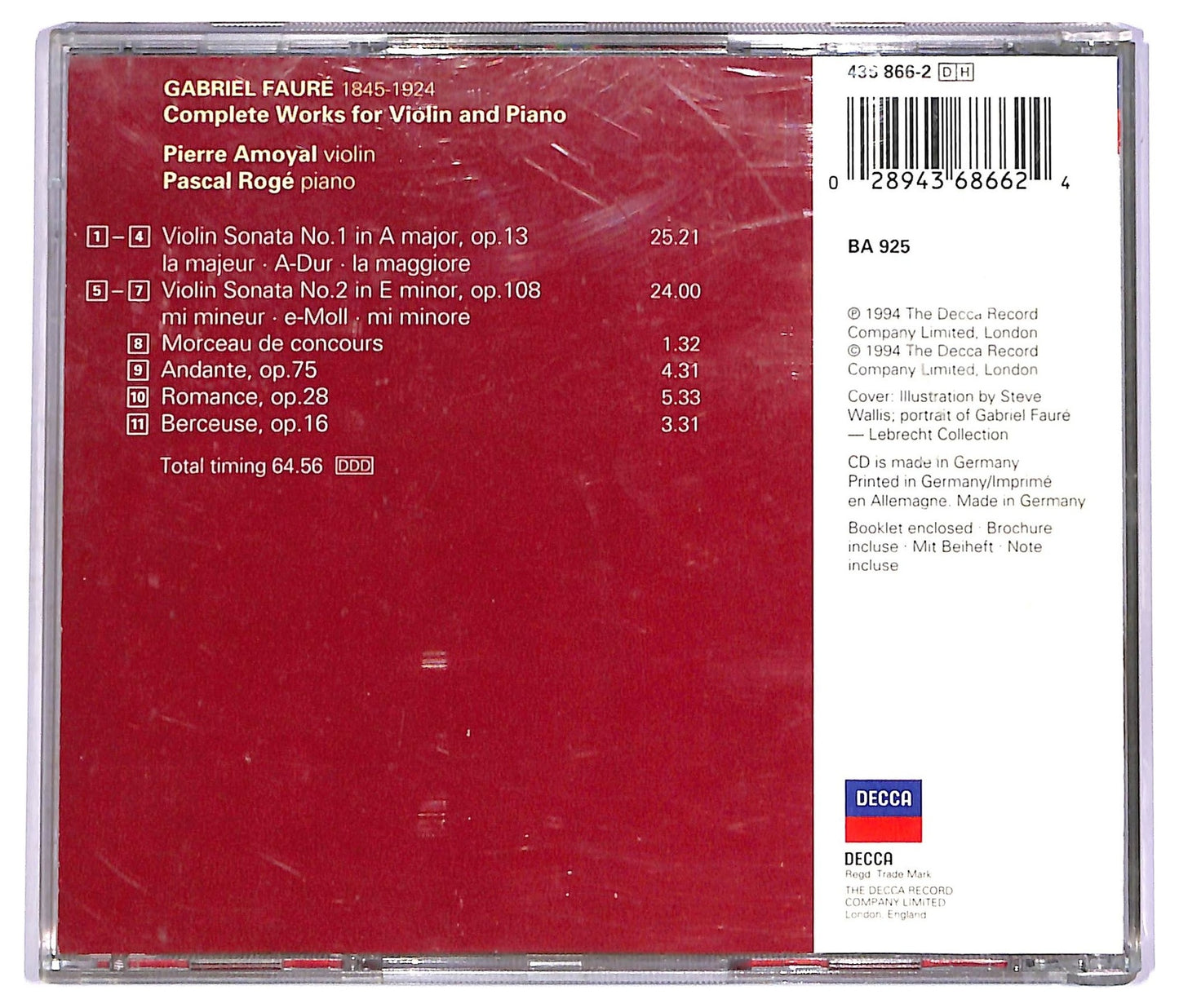 EBOND Various - Violin Sonatas 1 & 2 Andante Berceuse Romance CD CD072644