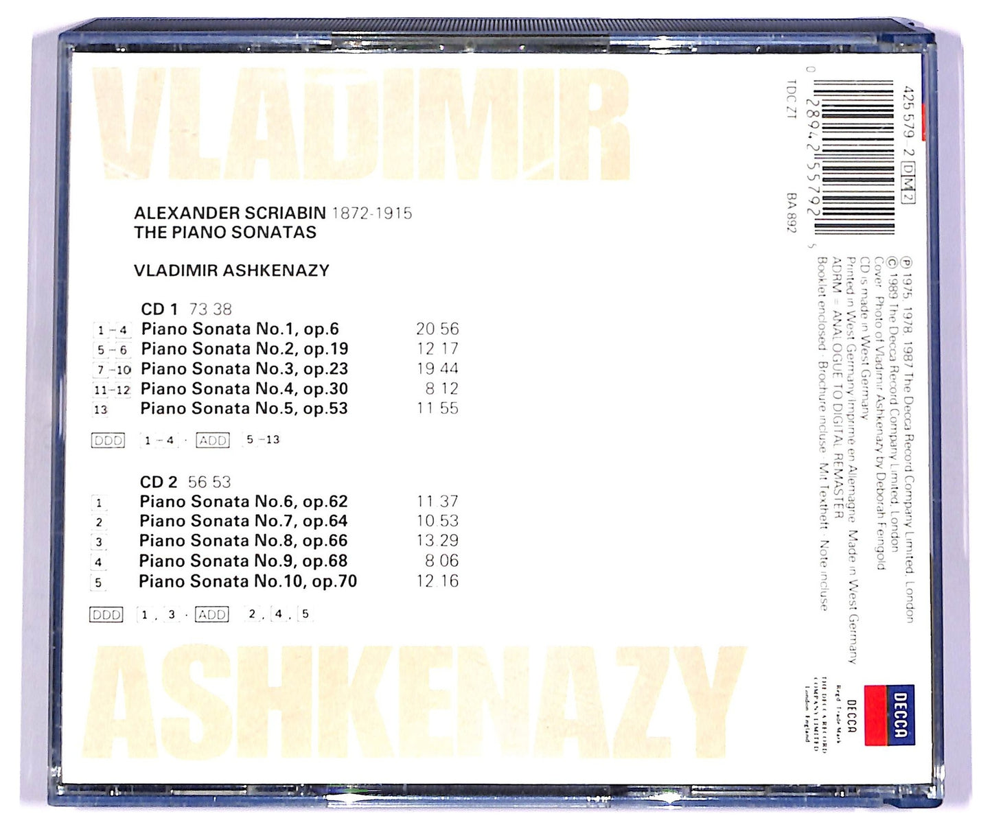 EBOND Vladimir Ashkenazy , Scriabin - Piano Sonatas CD CD072712