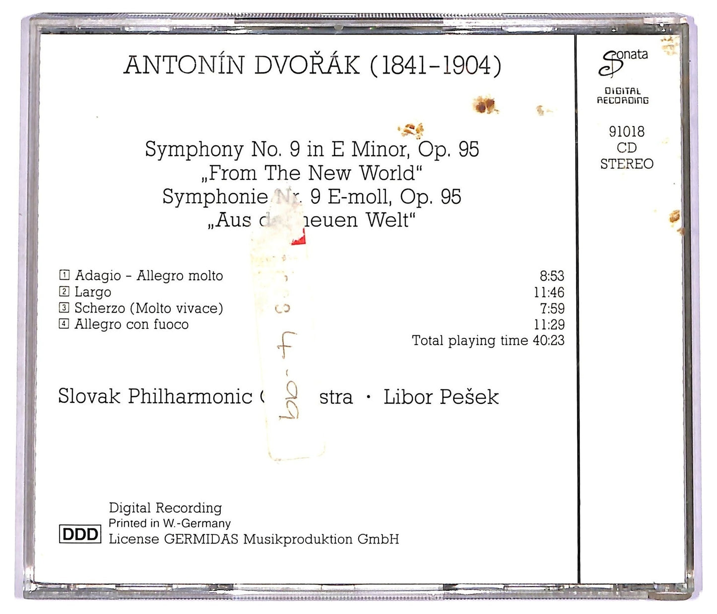 EBOND Antonin Dvorak - Symphony no.9 in E Minor op.95 CD CD072716