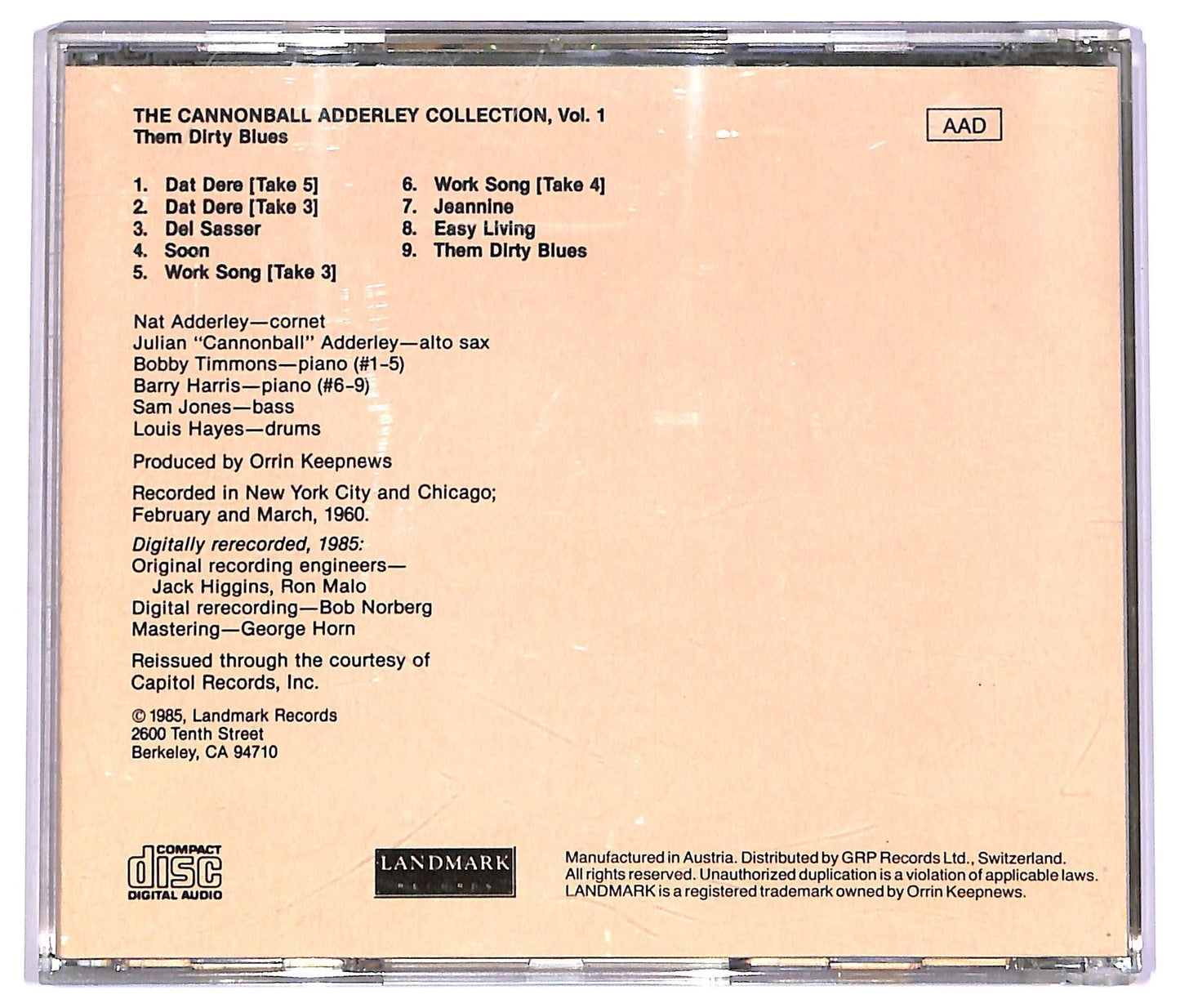 EBOND The Cannonball Adderley Quintet - Them Dirty Blues CD CD072741