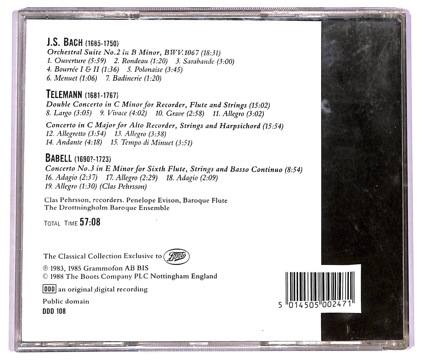 EBOND Johann Sebastian Bach - Orchestral Suite No 2 for Flute and Orchestra, BWV. 1067 CD CD072811