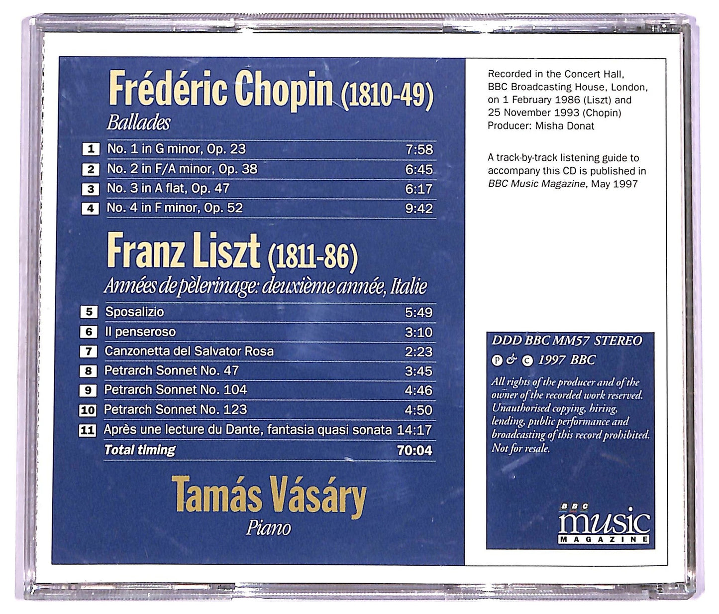 EBOND Chopin Liszt - Ballades Nos 1-4 CD CD072812
