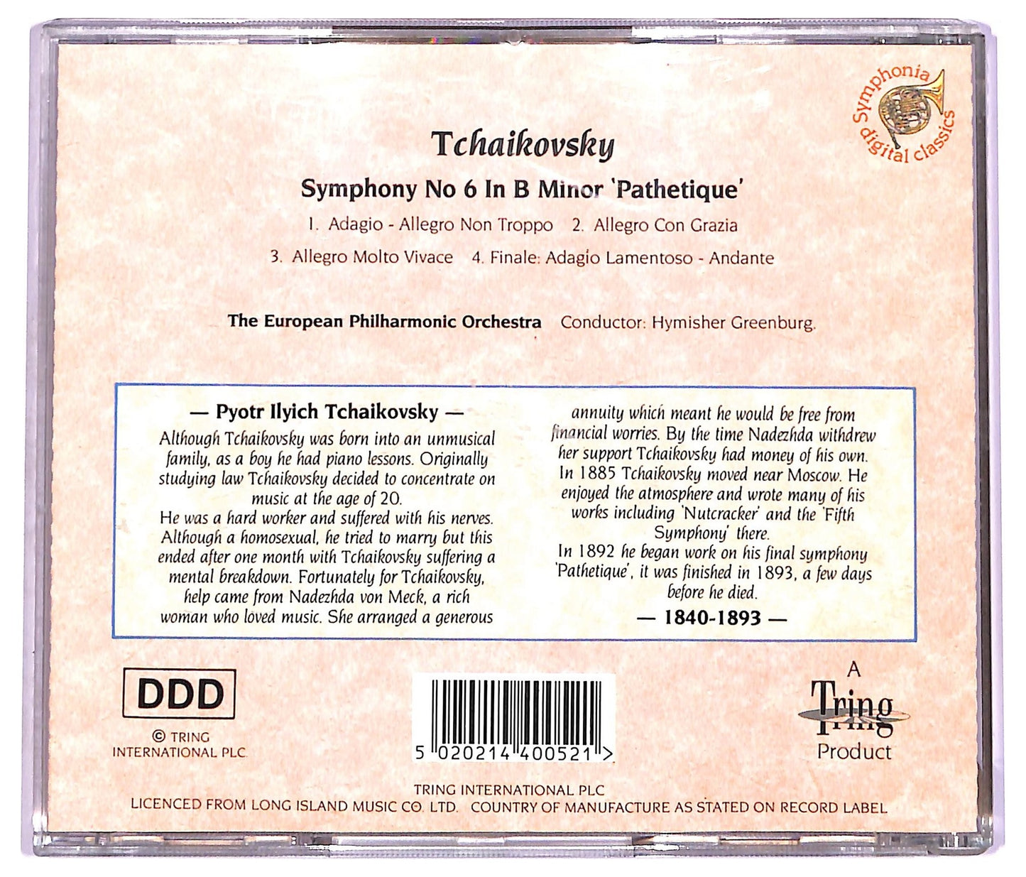 EBOND Tchaikovsky - Symphony No. 6 Pathetique CD CD072824