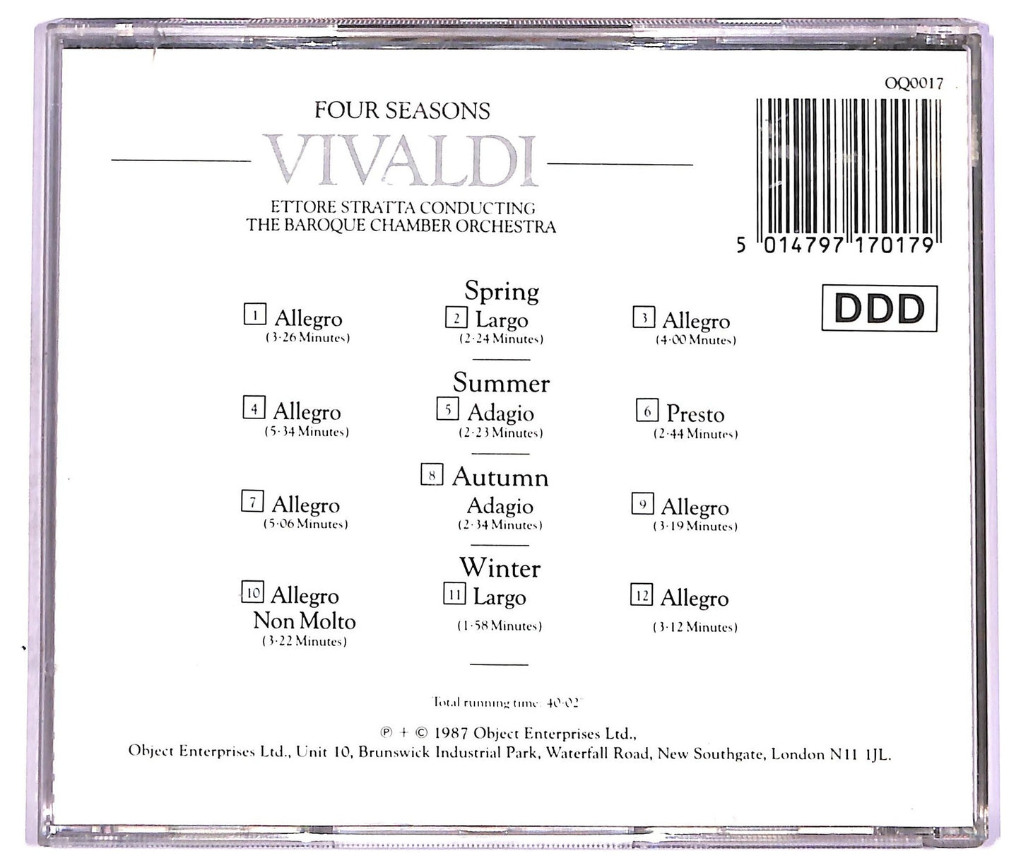 EBOND Vivaldi - Four Seasons - Ettore Stratta Conducting The Baroque Chamber Orchestra CD CD072838