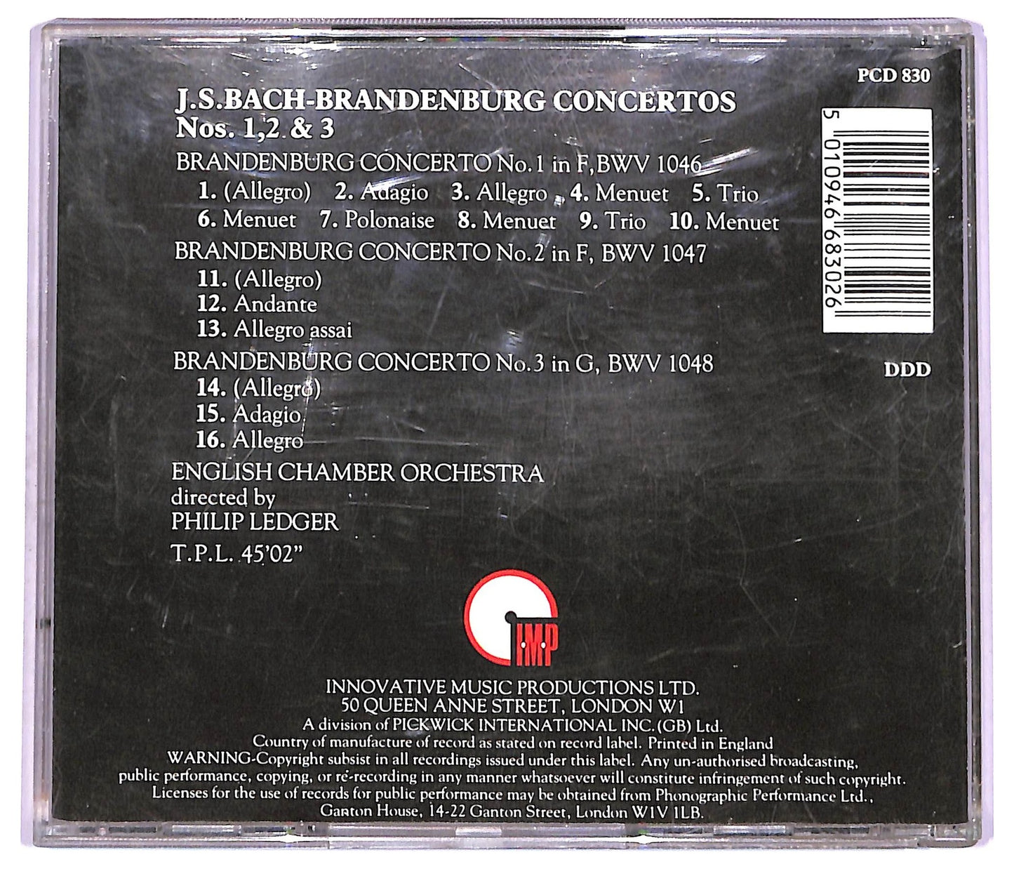 EBOND J.S. Bach - Brandenburg Concertos Nos 1 2 & 3 CD CD072860