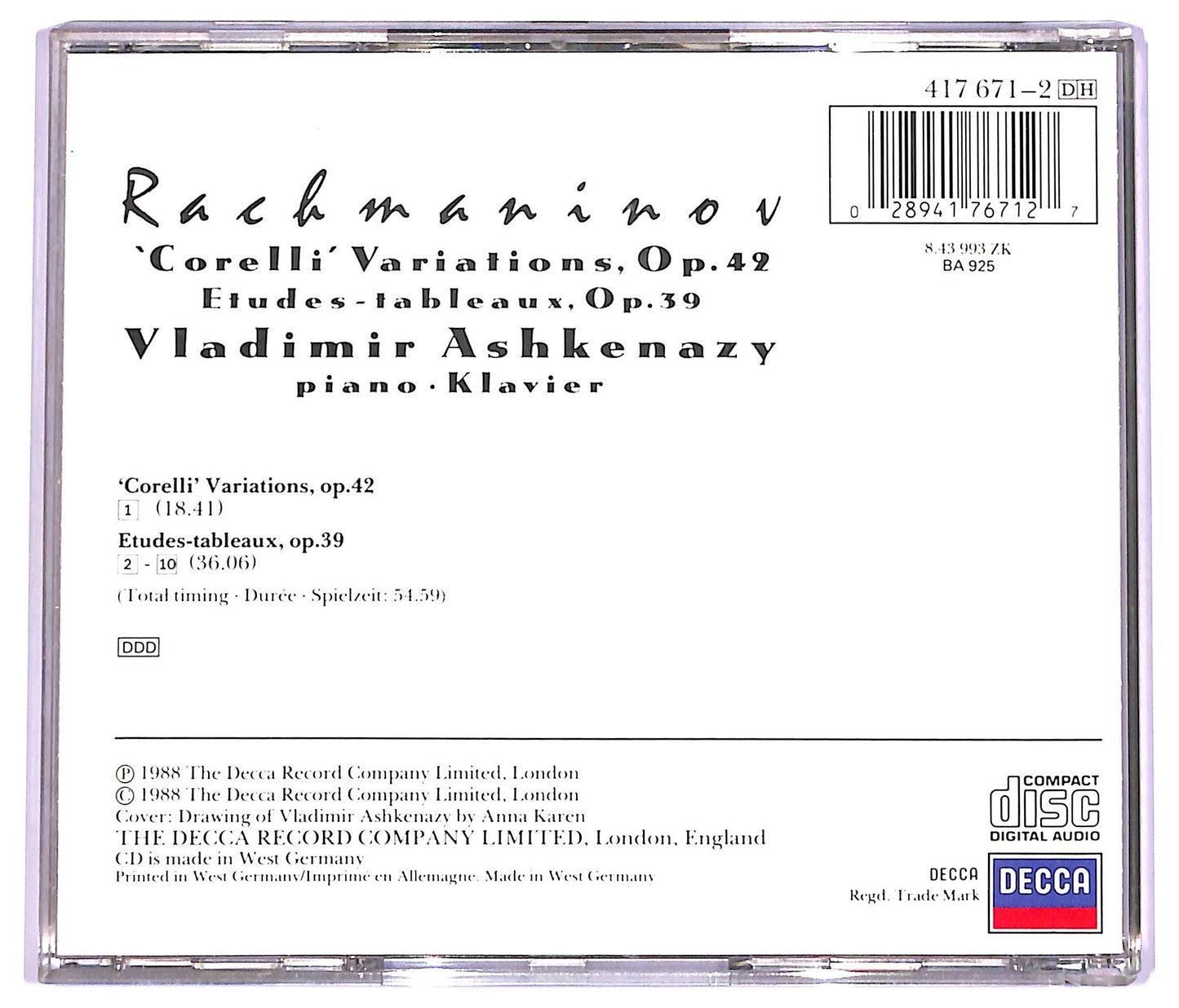EBOND Rachmaninov - 'Corelli' Variations, Op. 42 · Etudes-Tableaux. Op. 39 CD CD072947