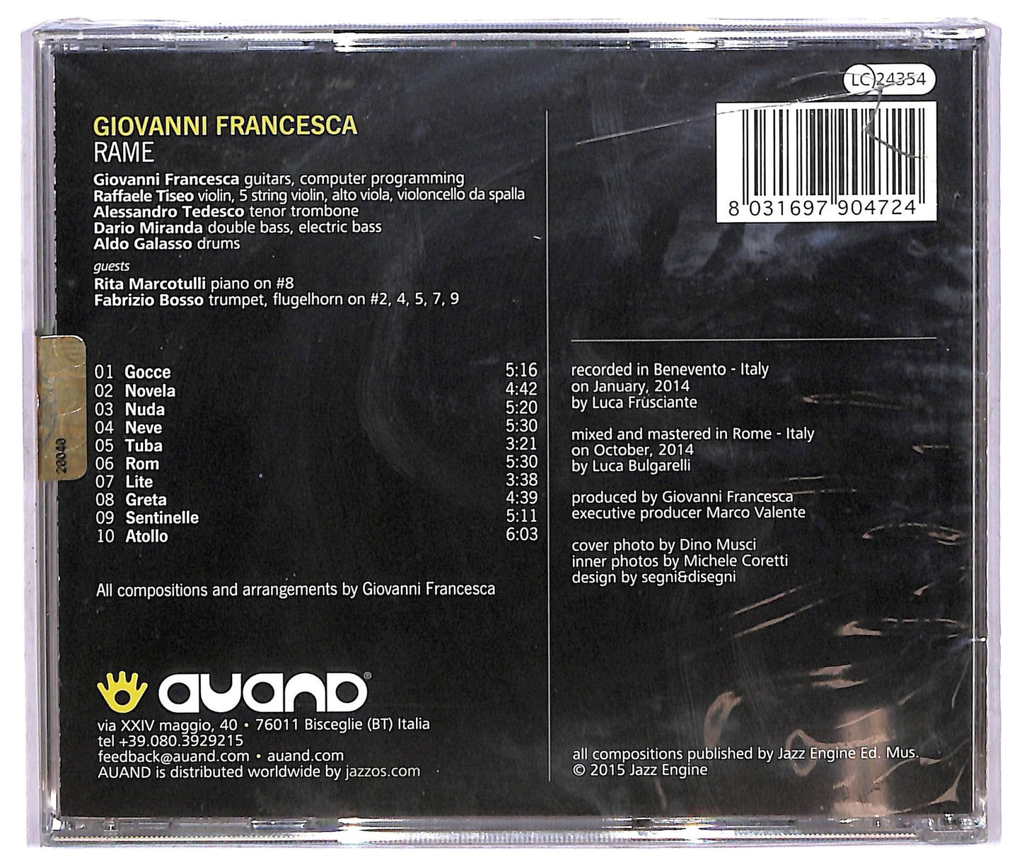 EBOND Giovanni Francesca Featuring, Rita Marcotulli , Fabrizio Bosso - Rame CD CD073234