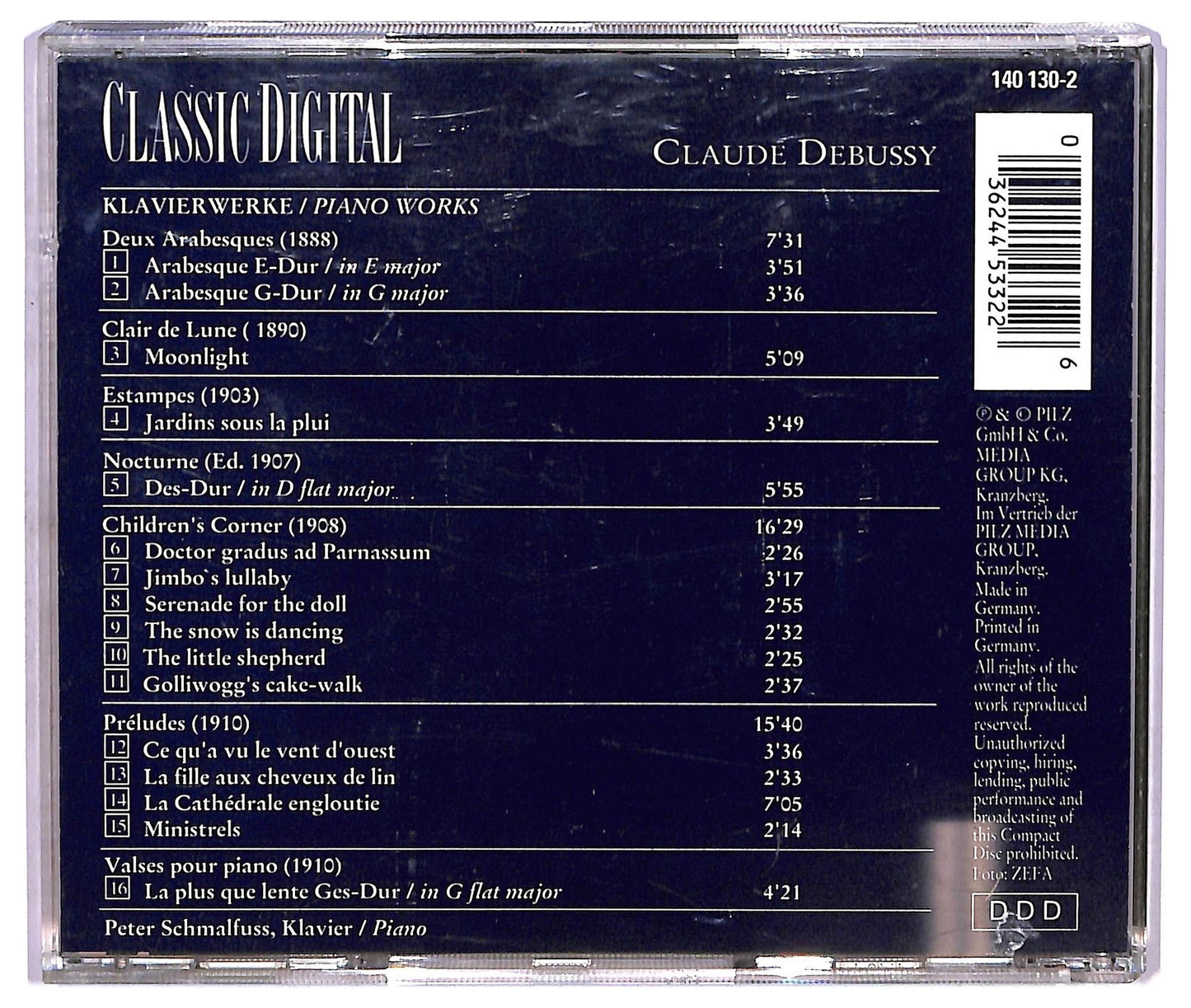 EBOND Claude Debussy - Peter Schmalfuß - Klavierwerke 1888-1910 CD CD073323