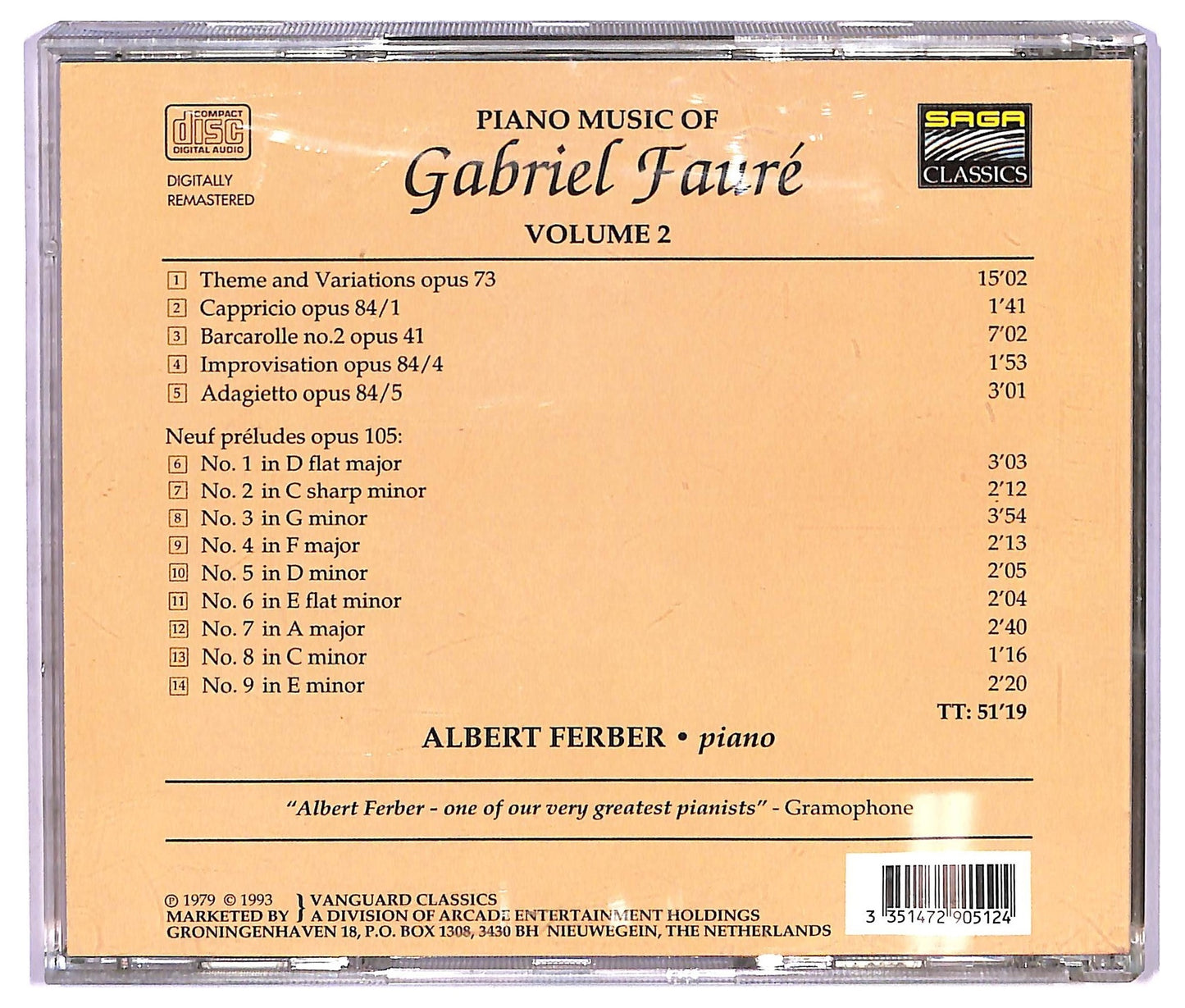 EBOND Various - Piano Music of Gabriel Faure volume two CD CD073335