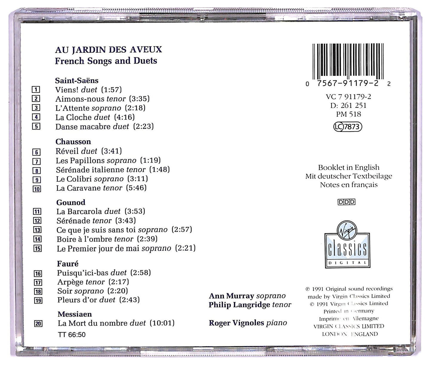 EBOND Ann Murray Philip Langridge - Au Jardin Des Aveux - French Songs and Duets CD CD073414