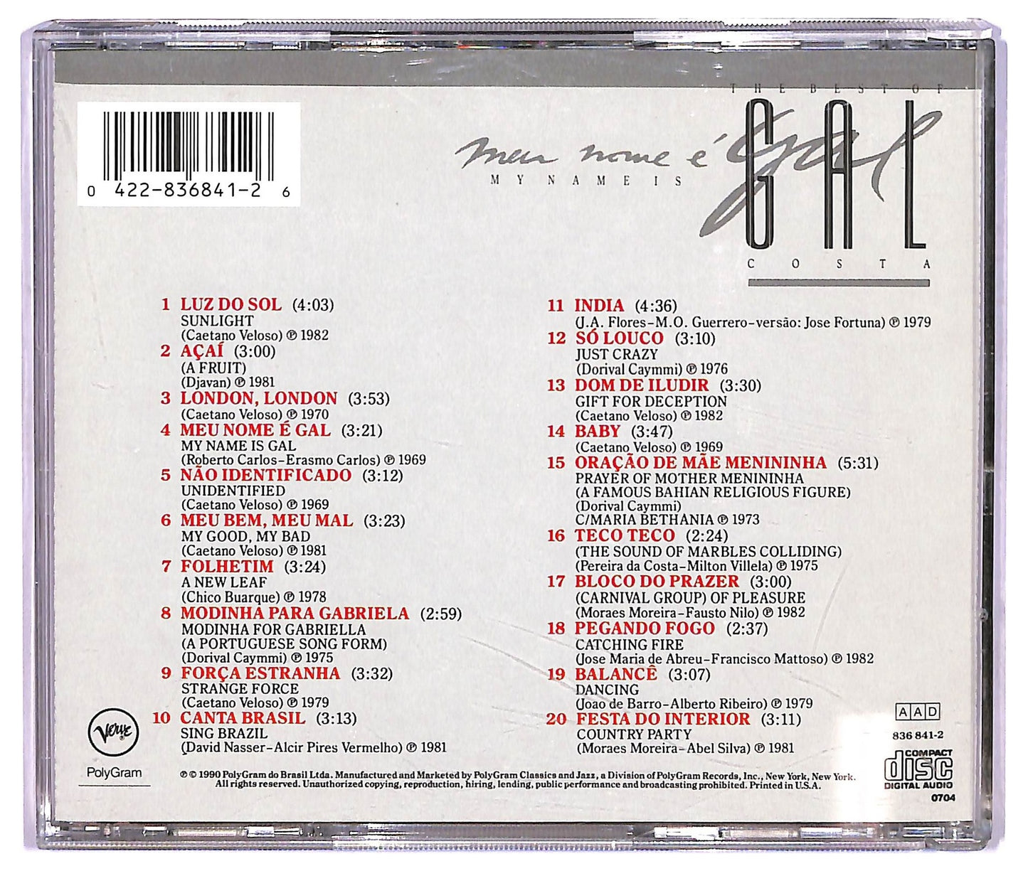 EBOND Gal Costa - My Name Is Gal - Meu Nome E Gal (The Best Of Gal Costa) CD CD073436