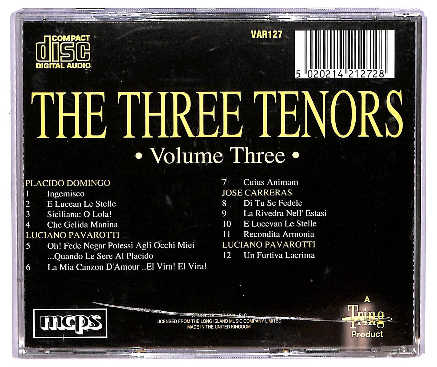 EBOND Carreras Pavarotti Domingo - The Three Tenors volume three CD CD073457