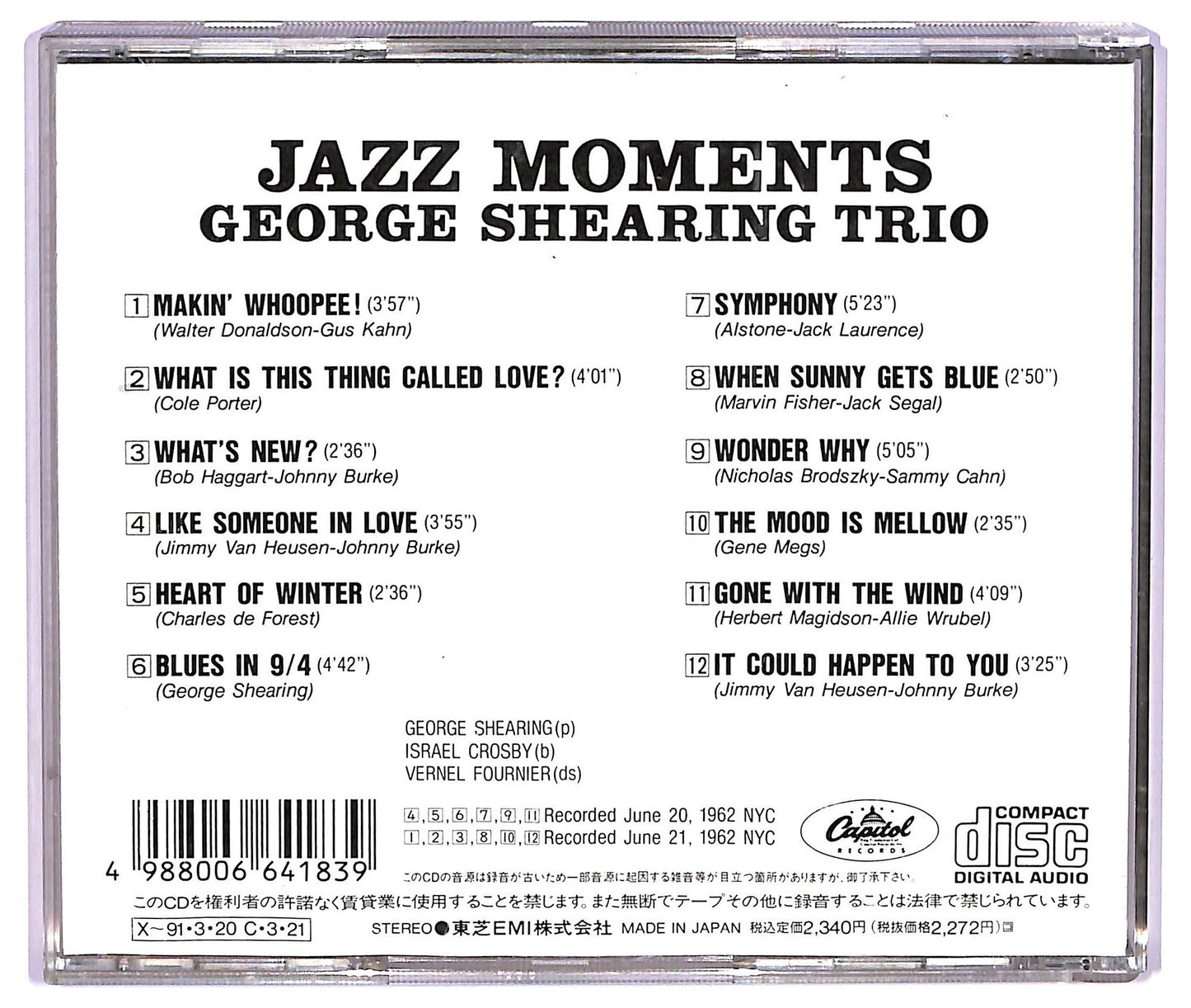 EBOND The George Shearing Trio - Jazz Moments CD CD073549