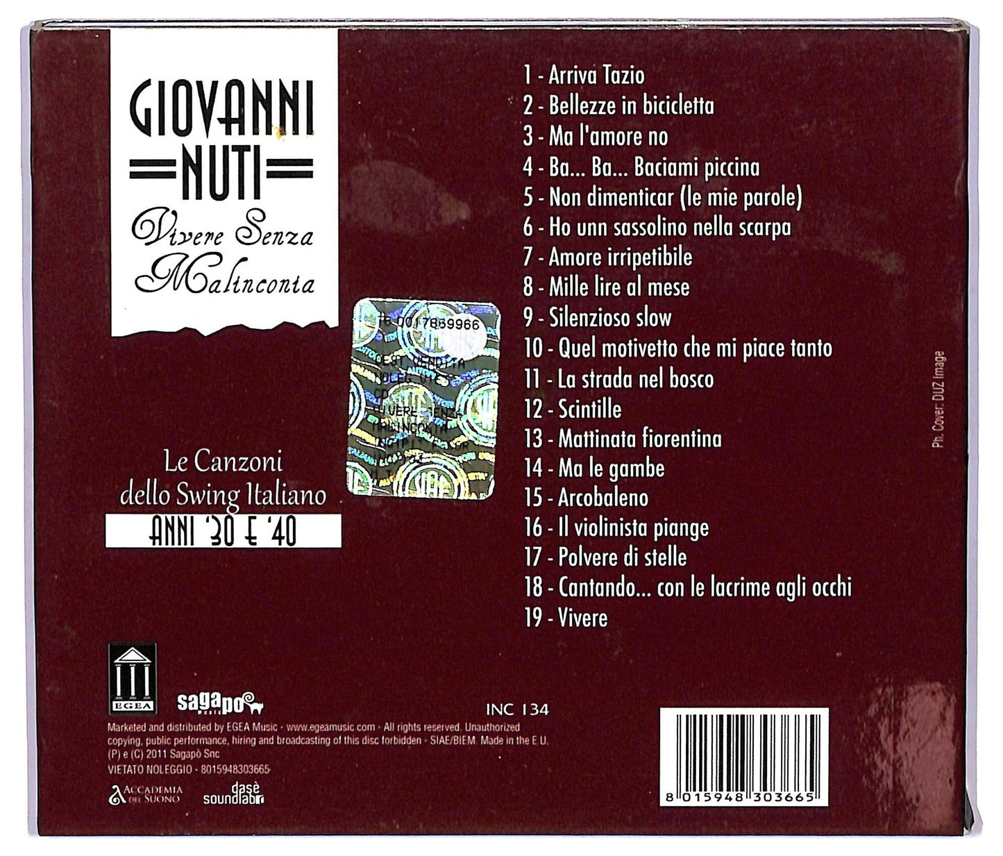 EBOND Giovanni Nuti - Vivere Senza Malinconia CD CD073650