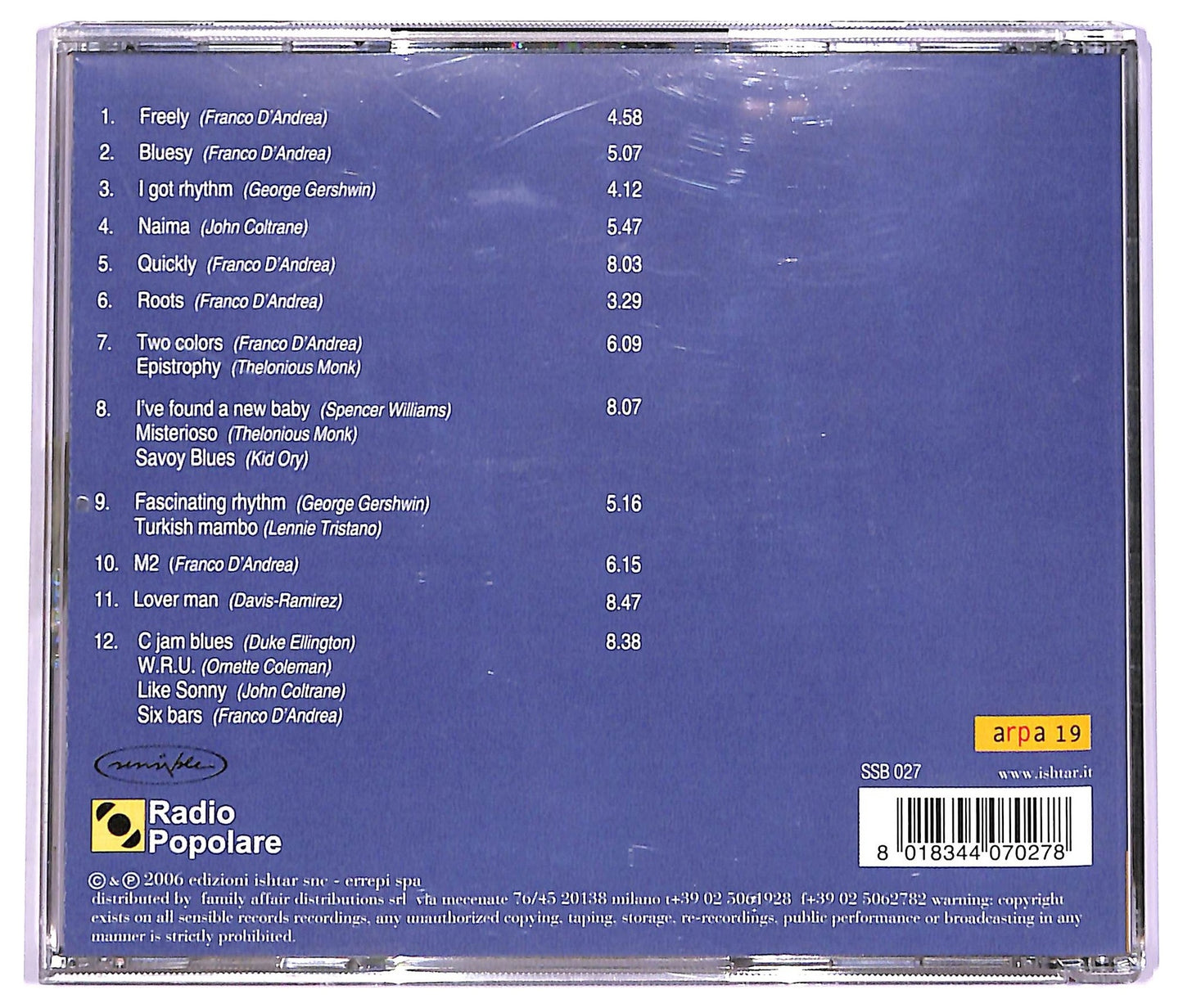 EBOND Franco D'Andrea - Live At Radio Popolare CD CD073718