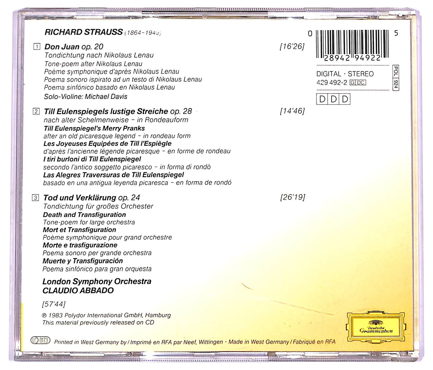 EBOND Richard Strauss - Don Juan ·Till Eulenspiegel · Tod Und Verklarung CD CD073721