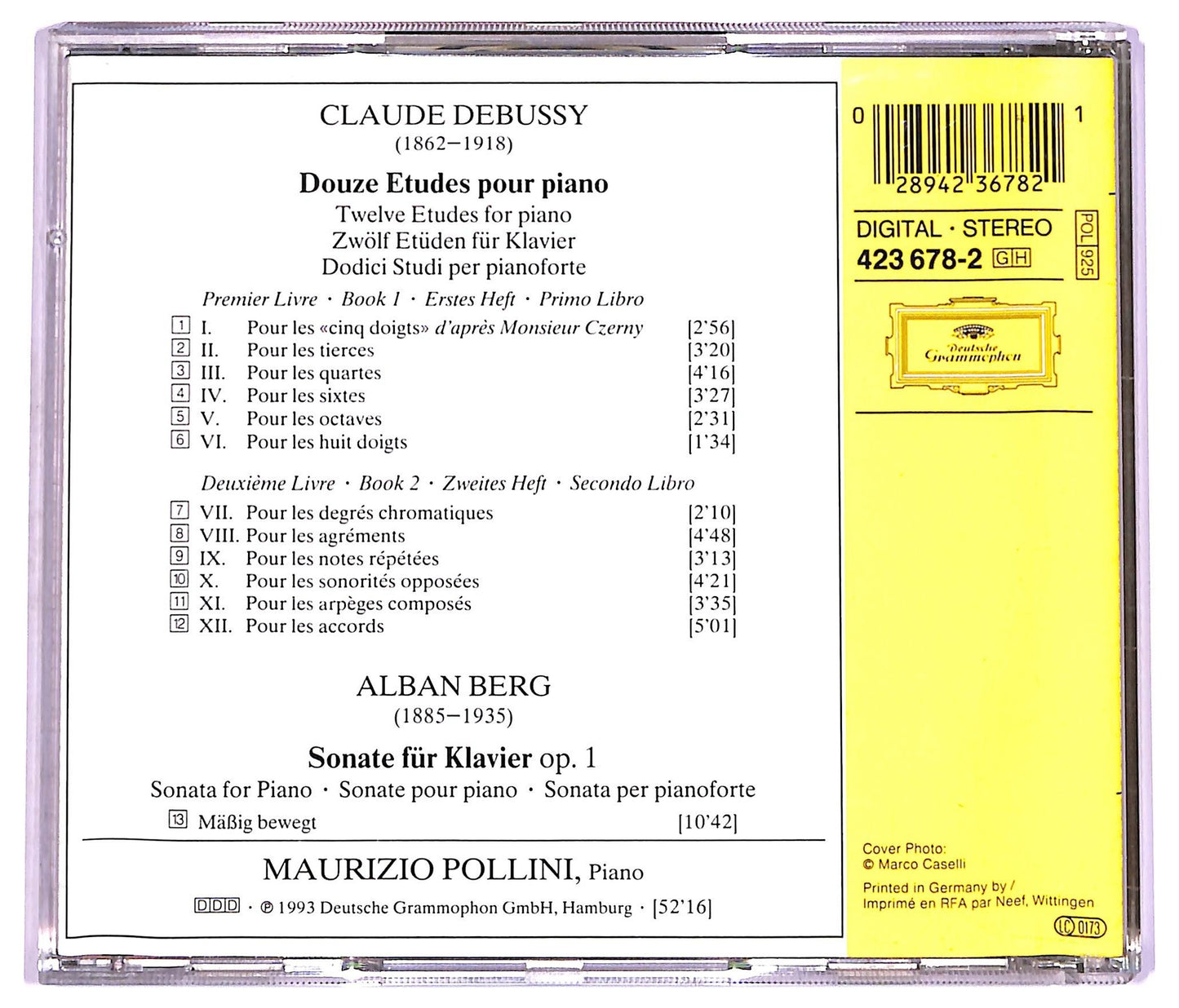 EBOND Debussy Berg - Maurizio Pollini - 12 Etudes Sonate Op. 1 CD CD073843