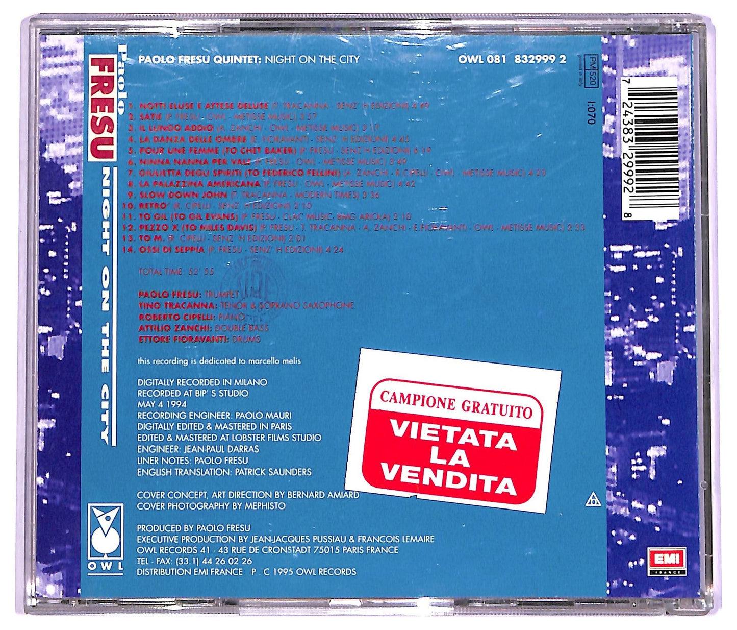 EBOND Paolo Fresu Quintet - Night On The City CD CD073902