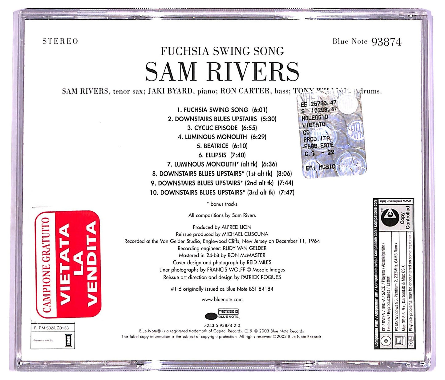 EBOND Sam Rivers - Fuchsia Swing Song CD CD073921