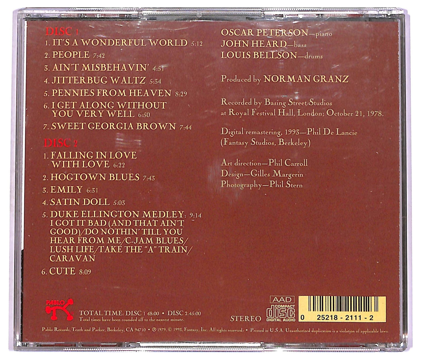 EBOND Oscar Peterson - The London Concert - Royal Festival Hall, 1978 CD CD073949