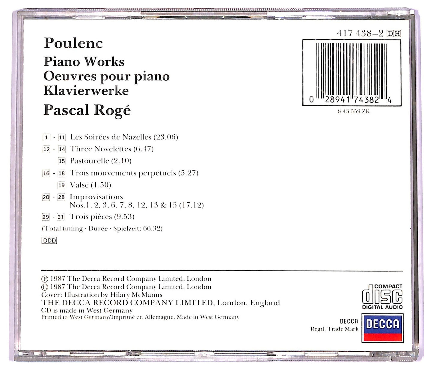 EBOND Poulenc Pascal Roge - Les Soirees De Nazelles 3 Mouvements Perpetuels CD CD073960