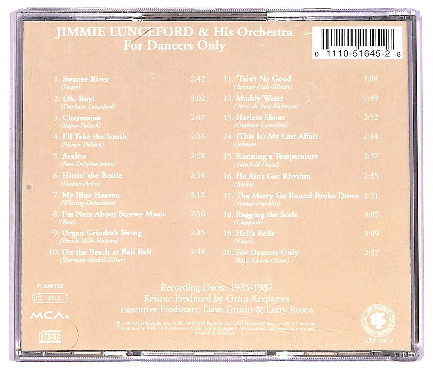 EBOND Jimmie Lunceford & His Orchestra - For Dancers Only CD CD074022