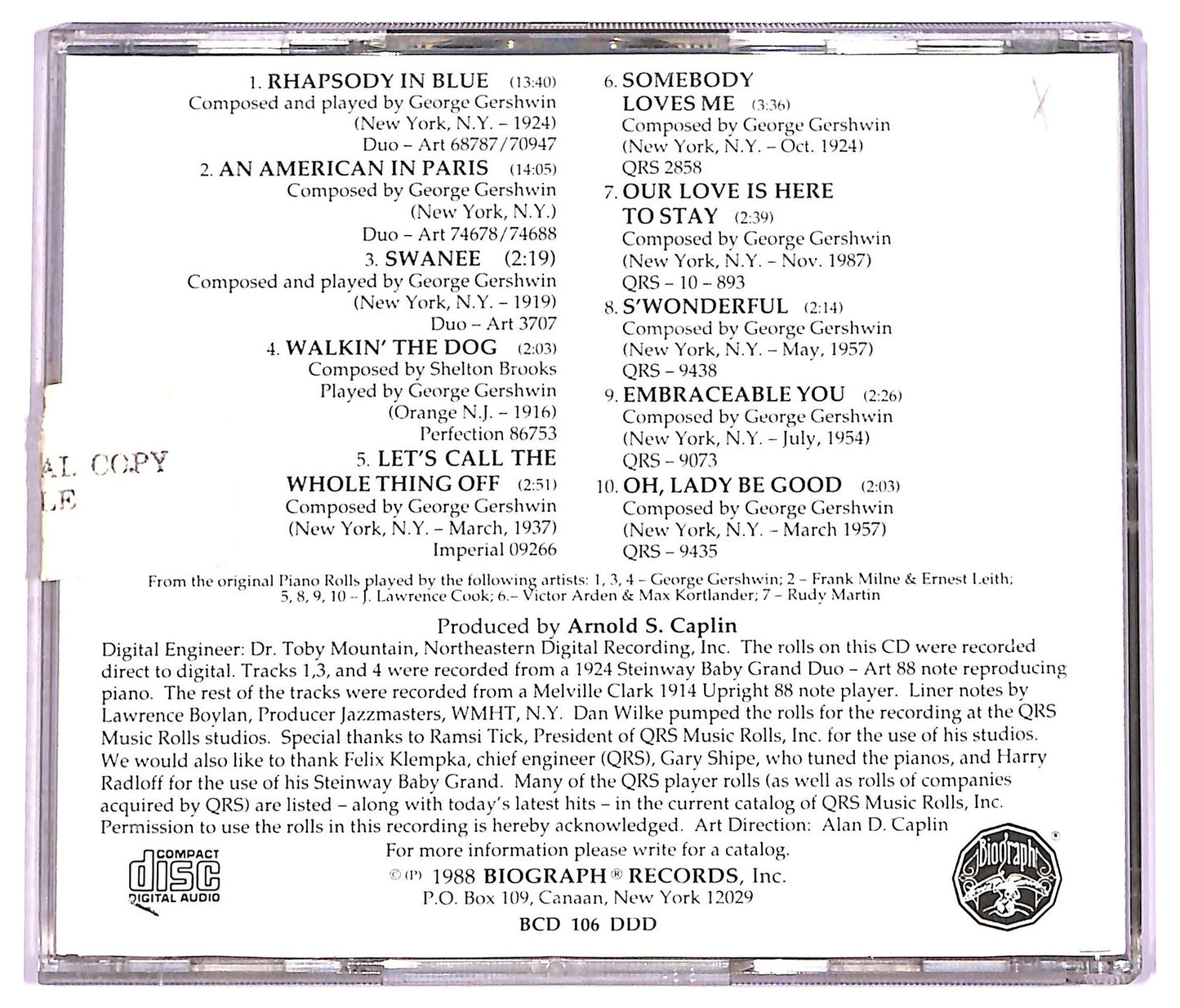 EBOND George Gershwin - Rhapsody in Blue CD CD074050