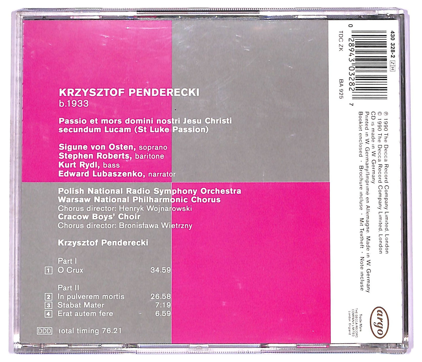 EBOND Krzysztof Penderecki - St Luke Passion CD CD074119