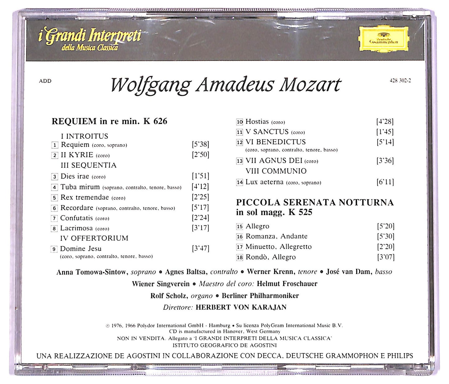 EBOND Mozart - Karajan - Requiem, Piccola Serenata Notturna CD CD074213
